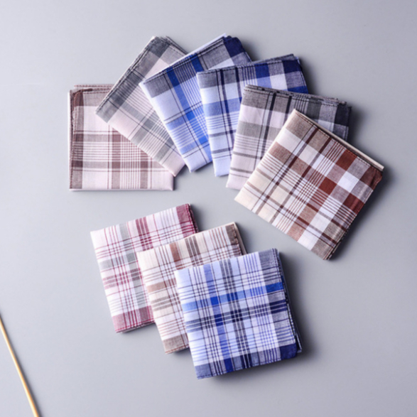 Check-Patterned/Plain Handkerchief for Women/Men Assorted Design/Color ...