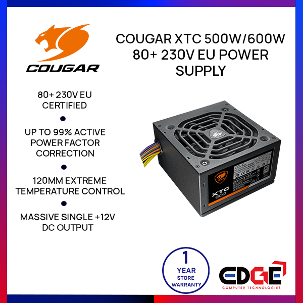 EDGE | COUGAR XTC 500W 600W 80+ 230V EU PSU Power Supply | Shopee ...