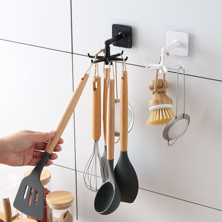 Rotating Kitchen Hand Tool Hanger Rotating/Flexible Adhesive Spatula ...