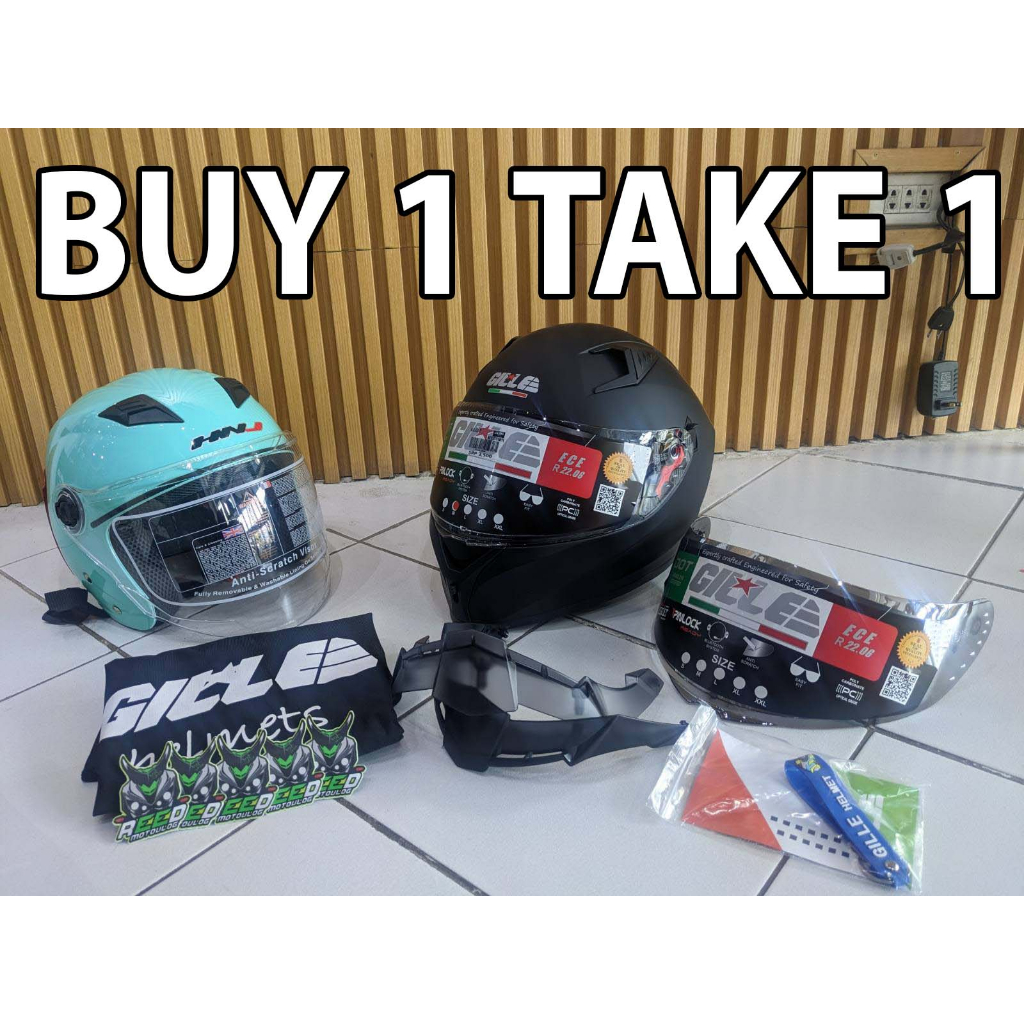 BUY 1 TAKE 1 Matte Black Gille Helmet 001 Shopee Philippines