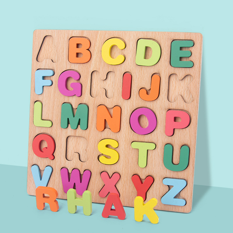 26 ABC Alphabet Digital Puzzle Wooden Toys Kid Number Letter shape ...
