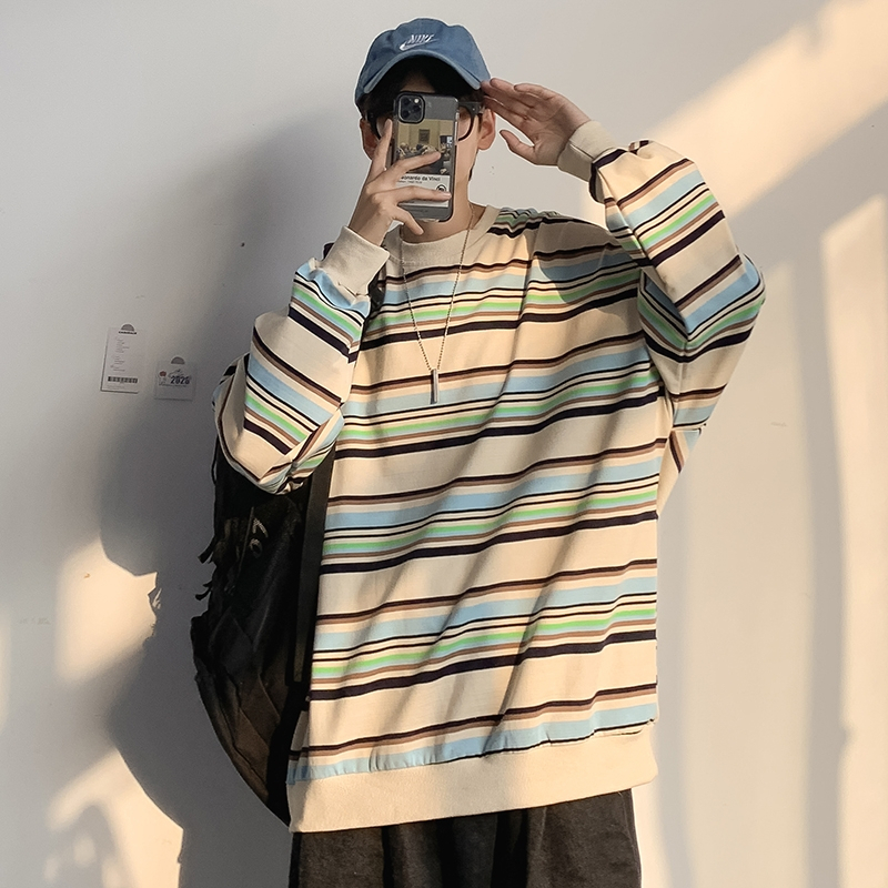 Unisex Oversize College style striped shirt full size | Shopee Philippines