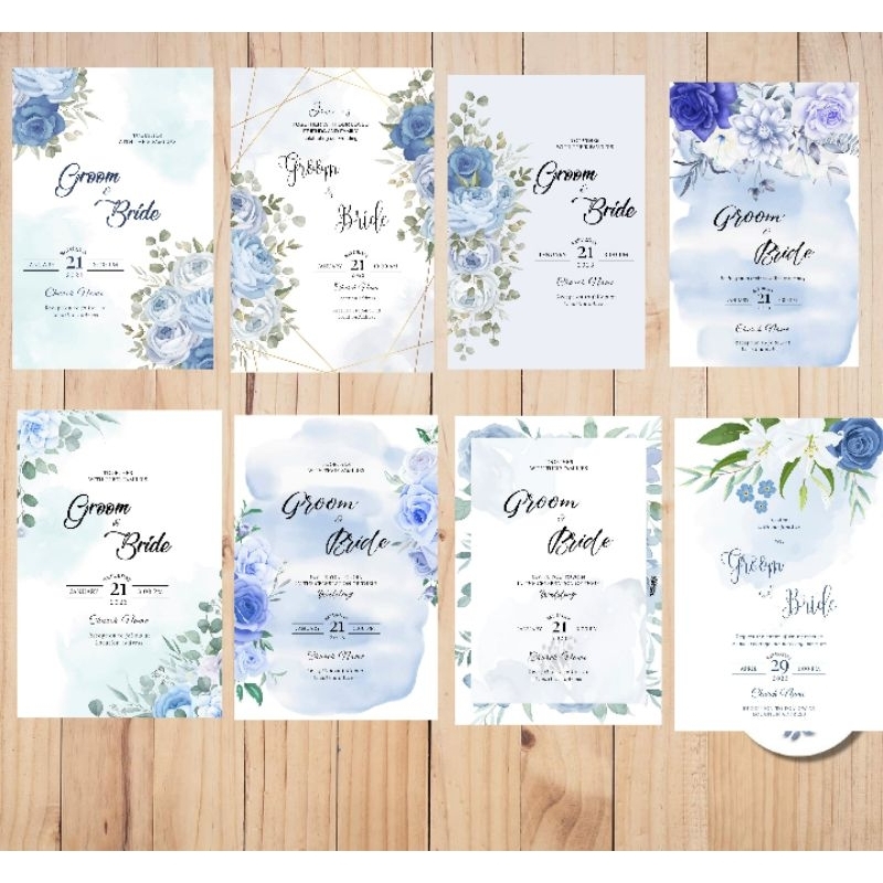 Dusty Blue Wedding Invitation | Personalized | Free Layout | Shopee ...