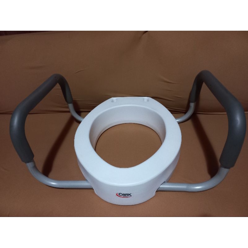 Carex 3.5 Inch Raised Toilet Seat with Arms For Elongated Toilets