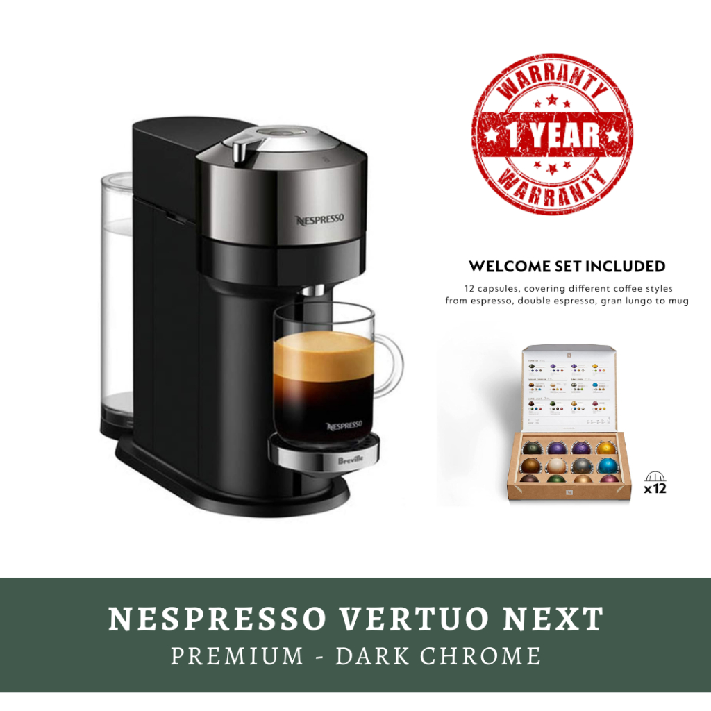 Nespresso Vertuo Next Premium Coffee Machine, Dark Chrome (comes with ...