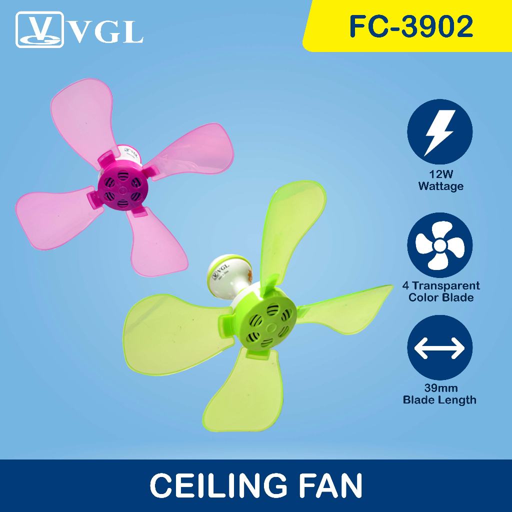 CEILING FAN 4 Blade Transparent Ceiling Fan Dual Switch Hanging Fan
