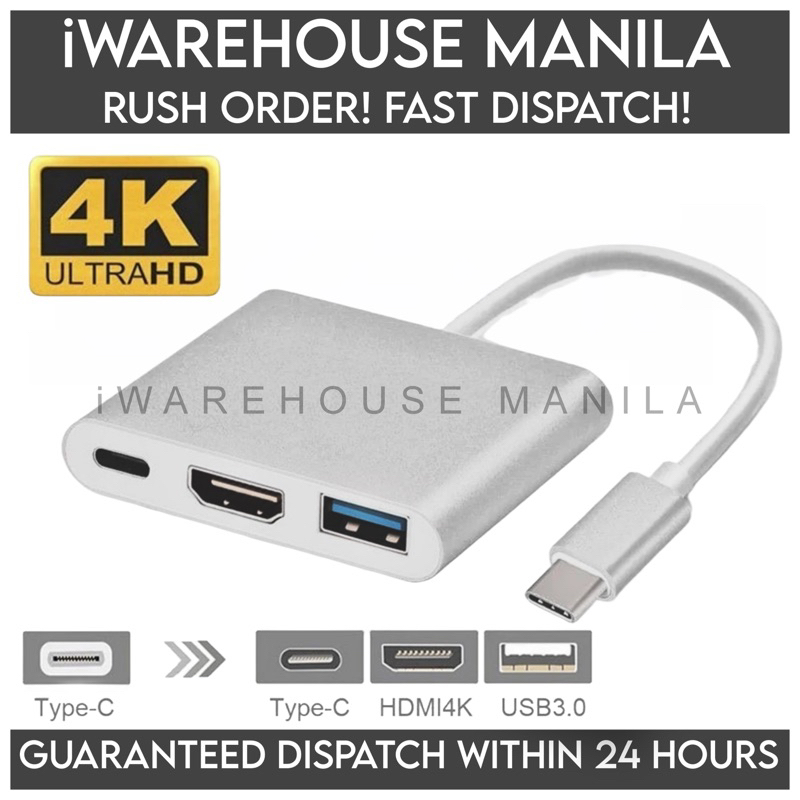 3 IN 1 USB C Type to HDMI Adapter 4K 3.0 Port with Type-C Power (PD ...