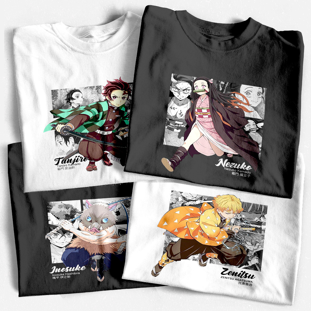 TEAM DEMON SLAYER SHIRT Tanjiro Nezuko Zenitsu Inosuke Unisex Anime Tee ...