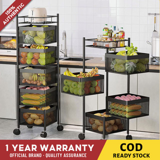 Kitchen Rotating Rack Vegetable organizer storage rack with Wheel ...