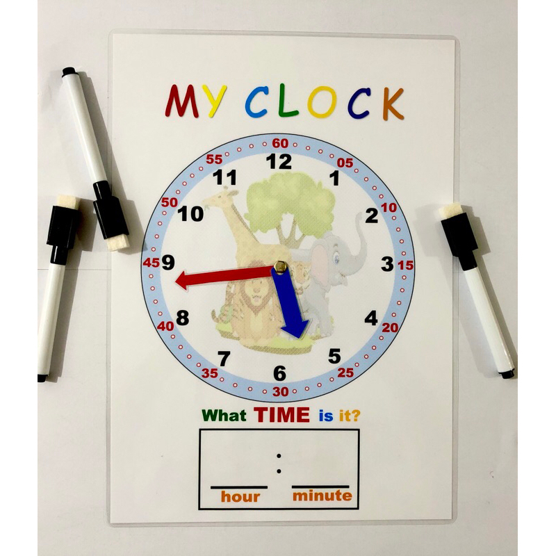 telling time clock laminated‼️FREE‼️whiteboard marker | Shopee Philippines