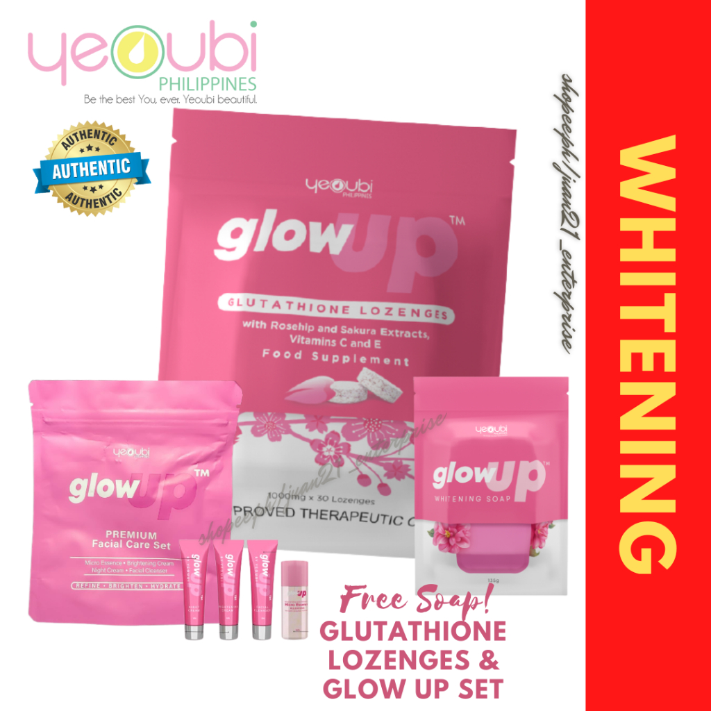 Glow Up Glutathione 30 x 1000mg Lozenges & Glow up set w/ free Soap ...