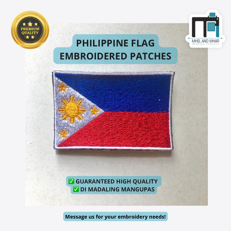 PHILIPPINE FLAG EMBROIDERED PATCHES (2x3in) Shopee Philippines