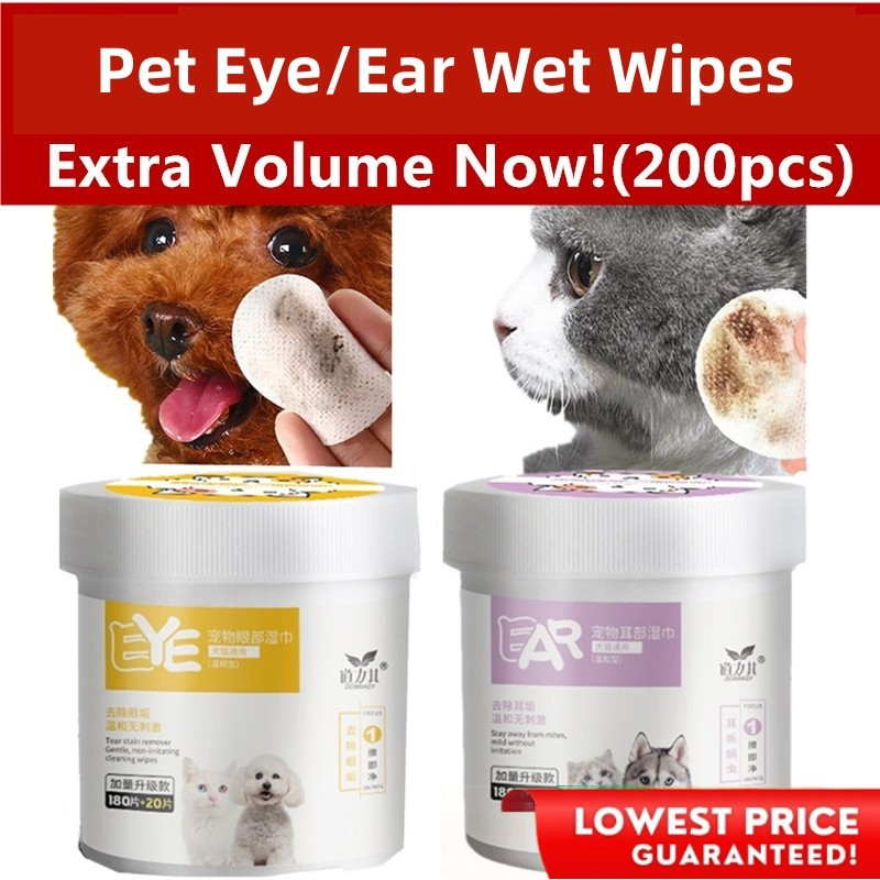 200PCS/Box Pet Eye Wet Wipes Cat Dog Tear Stain Remover Pet Cleaning ...