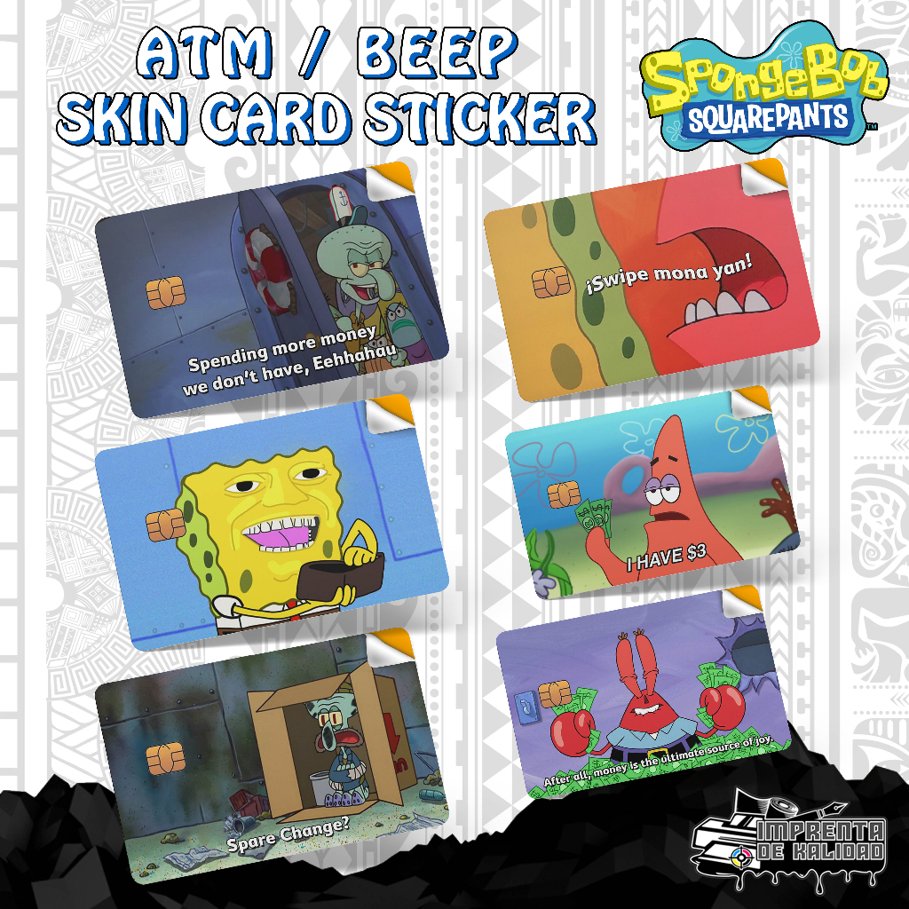 Spongebob meme Skin Card Sticker Vinyl Debit/ATM/beep card sticker skin ...