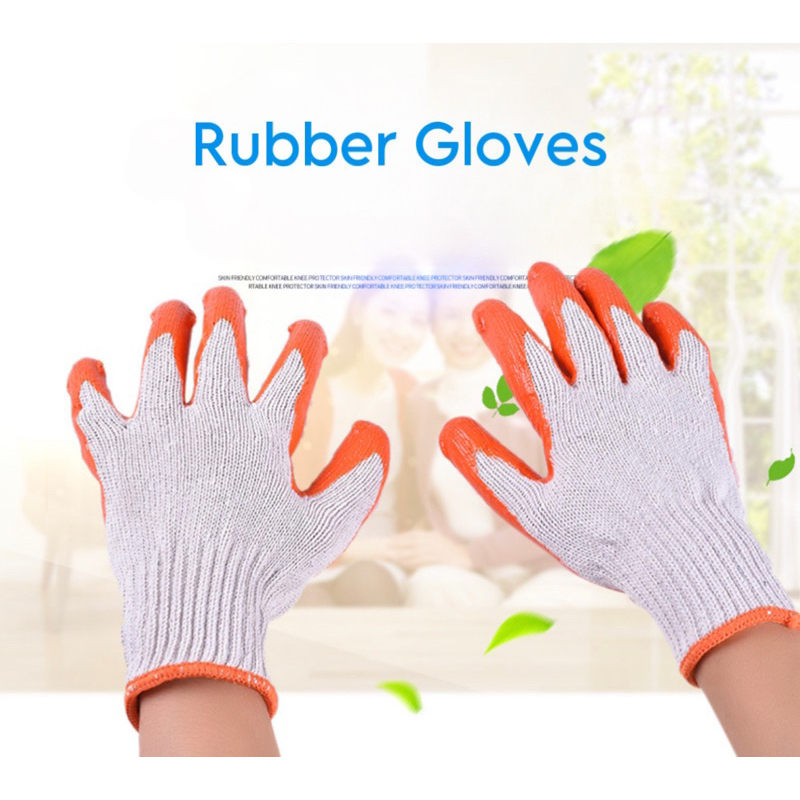 Safety Gloves Rubber Coated Knitted Cotton Industrial Gloves Latex Dipped Hand Protection