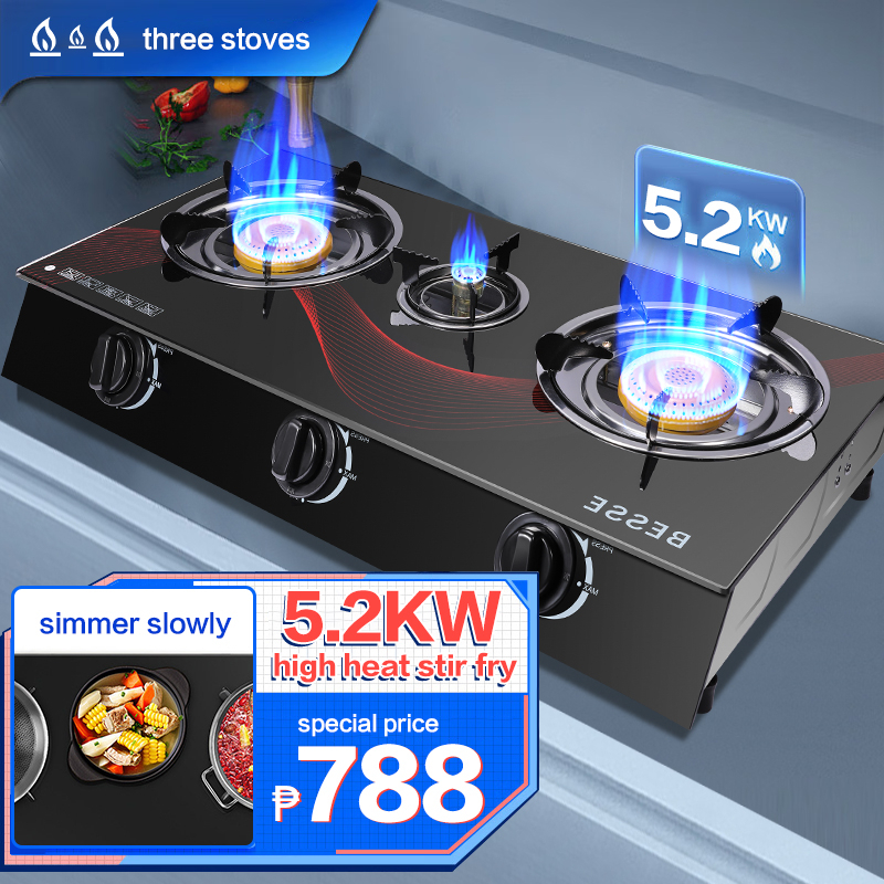 Threeburner gas stove 4000KW highfire desktop natural gas stove