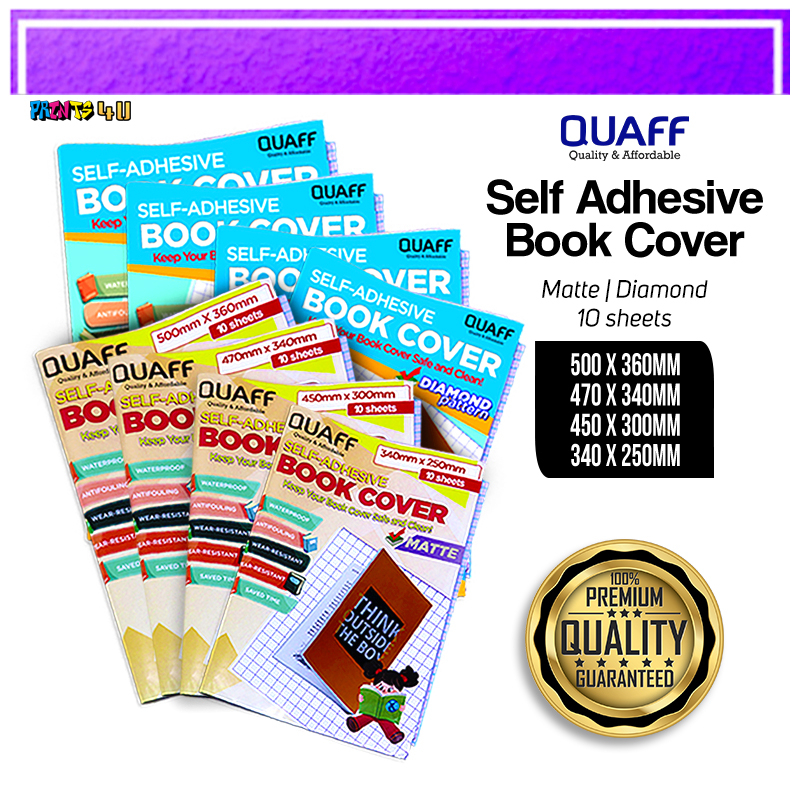 Self Adhesive Book Cover 10 Sheets Pack Matte Plain & Diamond Pattern