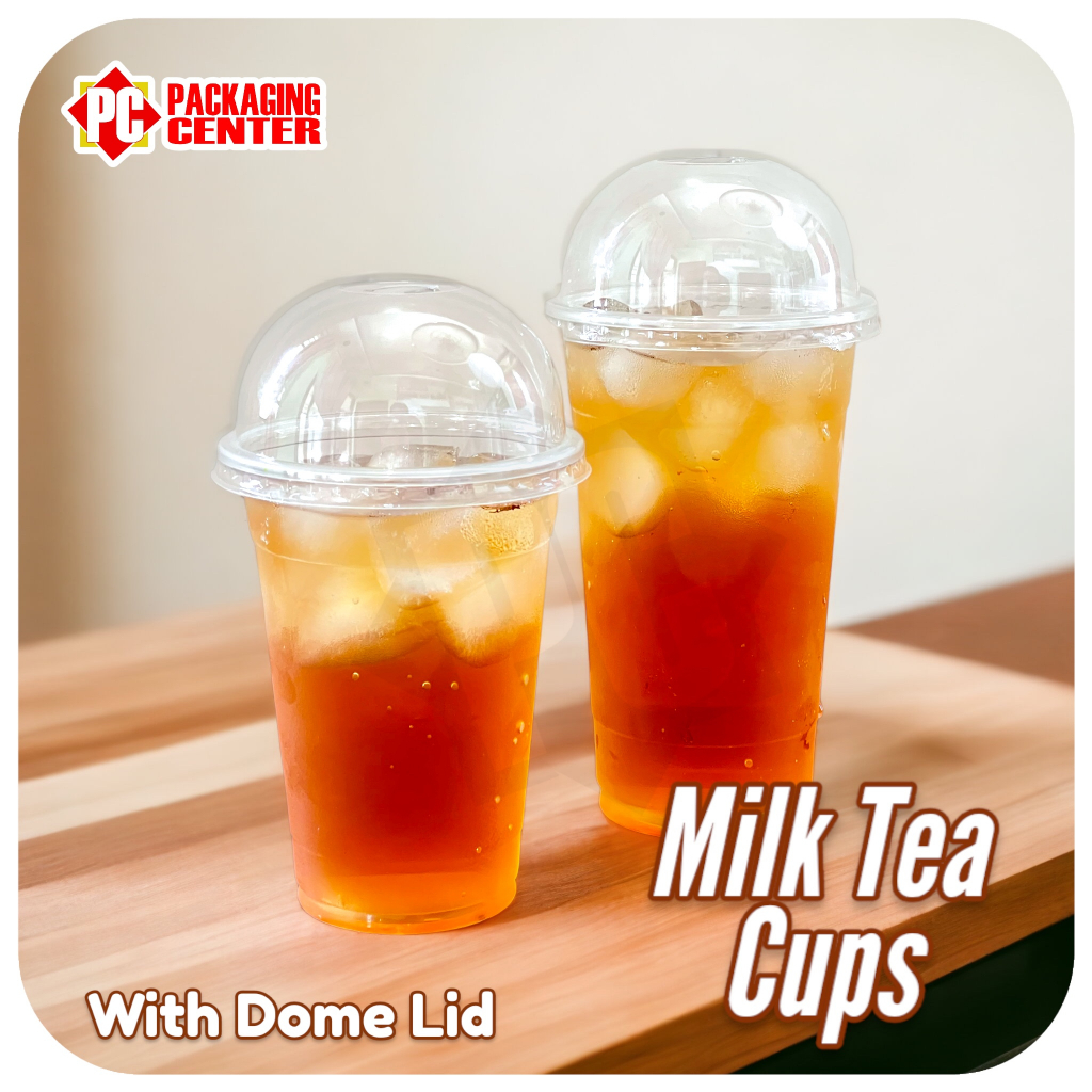 Milk Tea Cups 16oz or 22oz with Lids Flat or Dome set by 100pcs per box
