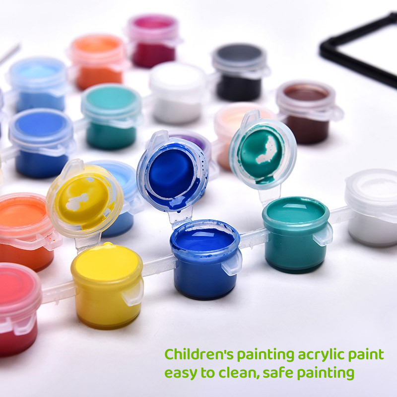 Acrylic Paint Set Watercolor Poster Paint Brush Pen Drawing Painting 6 Colors for Kids Art
