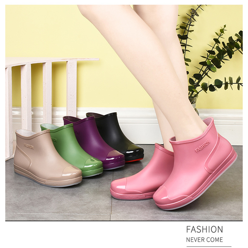 Student Female Fashion Waterproof Shoes Work Mid Tube Rubber Rain Shoes
