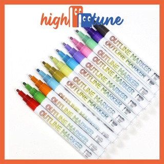 Outline Markers, Double Line Glitter Shimmer Markers Set of 21 Colors Self-outline Markers Pens for Card Making, Lettering, DIY Art Drawing