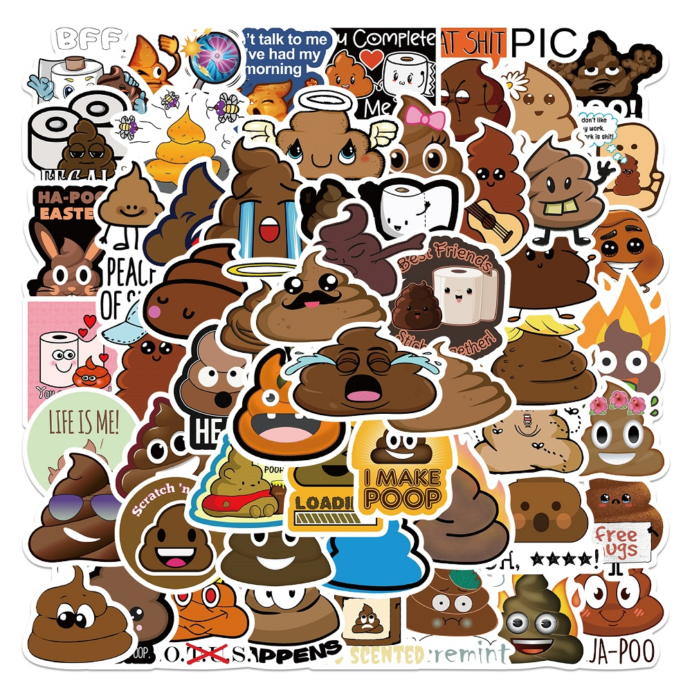 hanproman> 60PCS cartoon spoof poop emoji sticker to decorate the