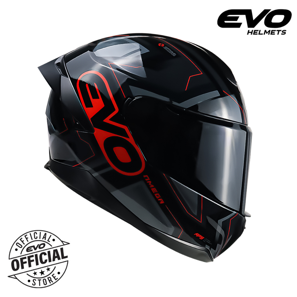 EVO XR05 Omega Plain Full Face Dual Visor Helmet With Free Clear Lens