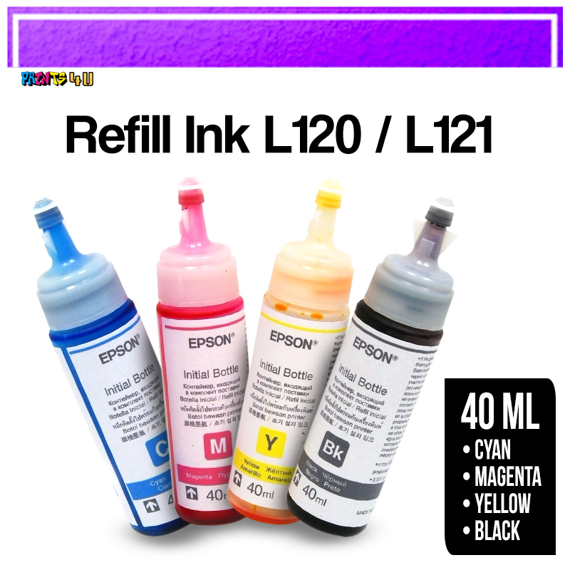 Ep L120 L121 Printer Original Ink 4 Color 40ml 1 Set Shopee Philippines 0519