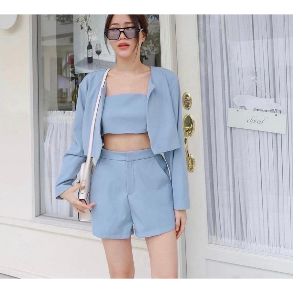 3in1 Terno Set Top And Shorts For Women Ladies Coordinates Outfit