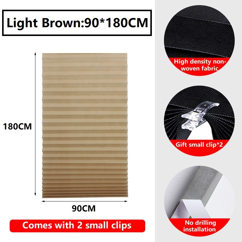 Curtain Self-Adhesive Pleated Blinds Half Blackout Window Curtains No ...