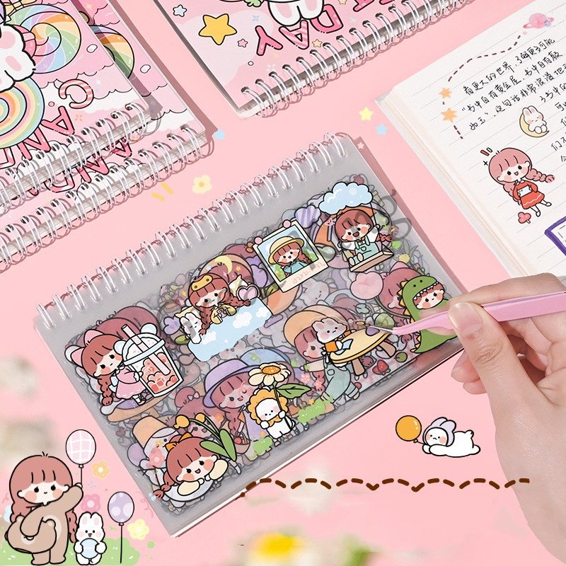 Cute Sticker Girl Heart handbook Coil Sticker Children DIY Decorative ...