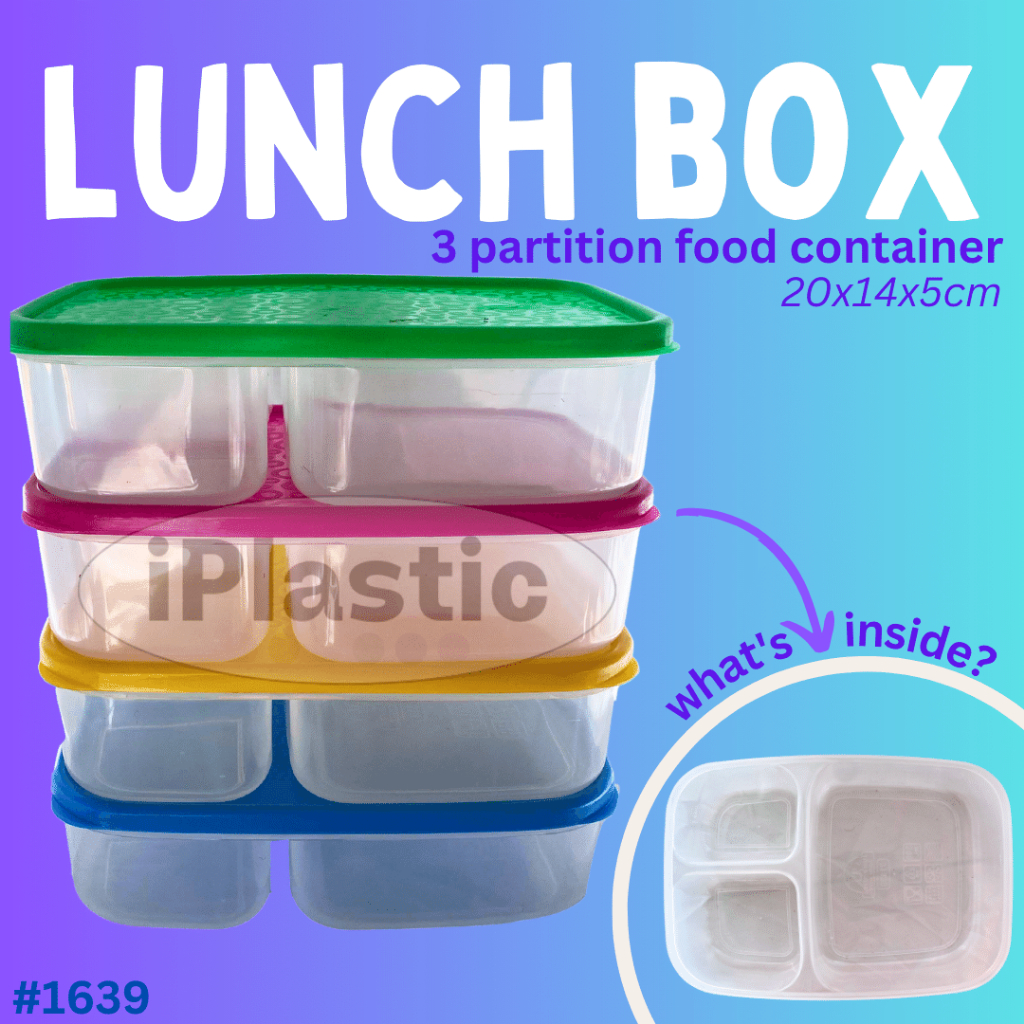 iPlastic. Lunch box plastic 3 partition food container bento lunch ...