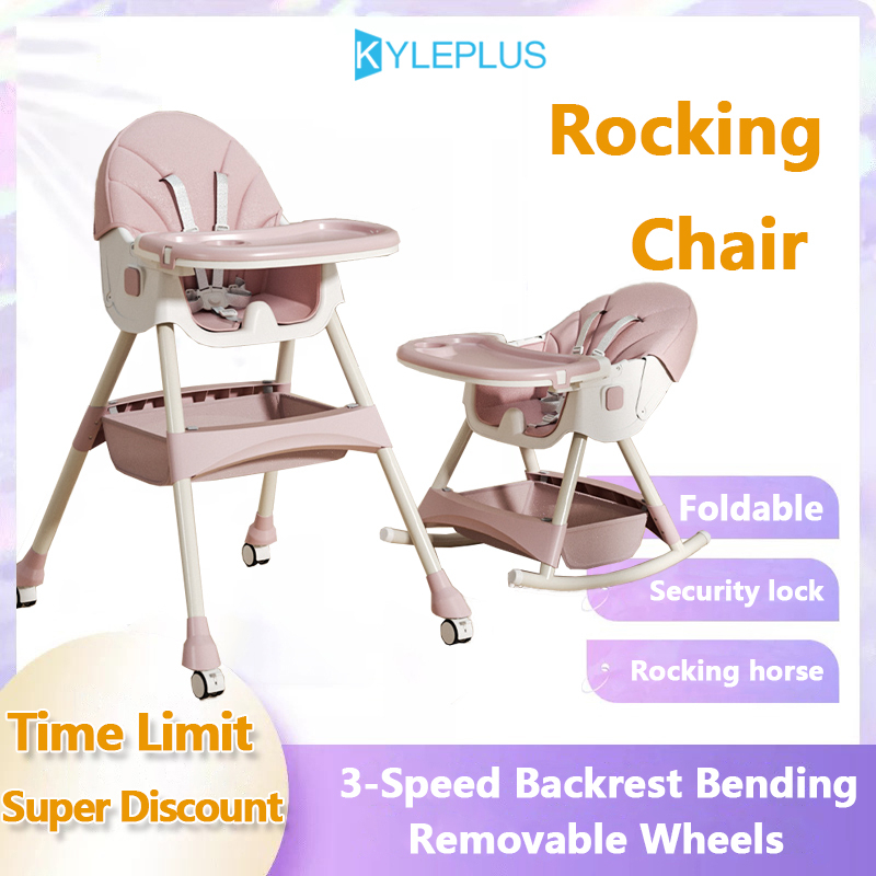 KYLEPLUS Rocking Chair With Removable Wheels 3Speed Backrest Curved