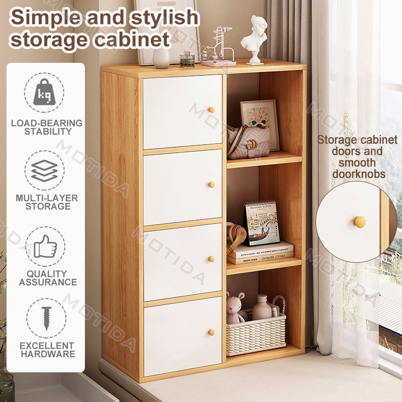 Locker with door chest 4-layer drawer cabinet bookshelf storage cabinet ...