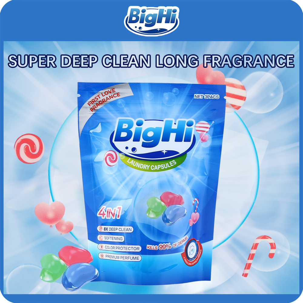 BigHi Laundry Liquid Detergent Pods First Love Fragrance Perfume