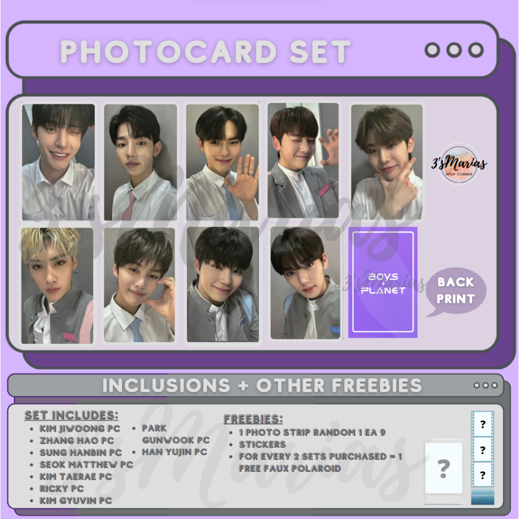 Boys CGV Photocards and Profile PCs (Zero Base One members