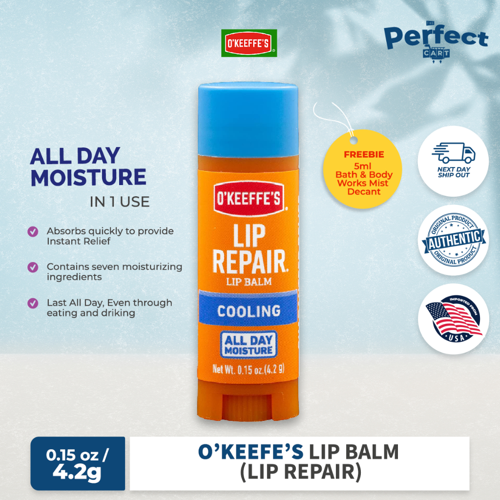 O'Keeffe's Cooling Relief Lip Repair Lip Balm for Dry, Cracked Lips (No