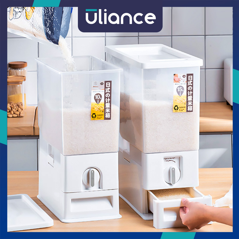 Uliance Rice Dispenser Cereal Insect Proof Storage Container Box With ...