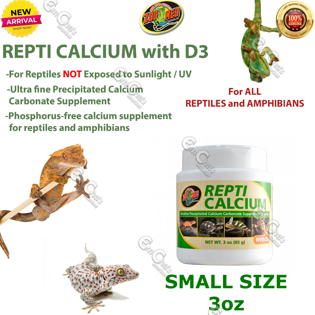 3oz Small Bottle Zoo Med Repti Calcium WITH D3 (GREEN BOTTLE) Reptile