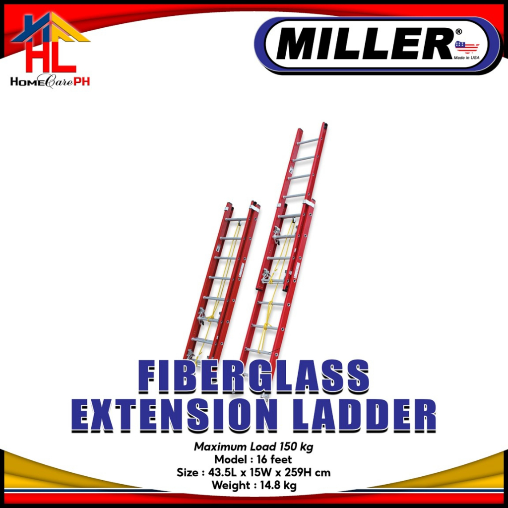 Miller Fiberglass Extension Ladder 16ft Shopee Philippines