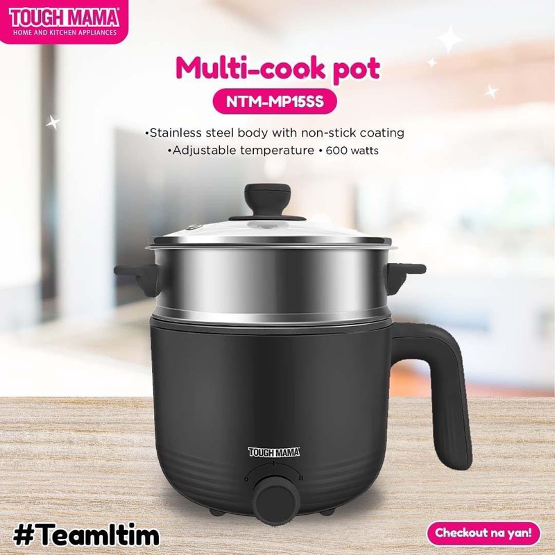 Tough Mama NTMMP15SS BLACK Multipot 1.5L Multicooker NonStick Pot
