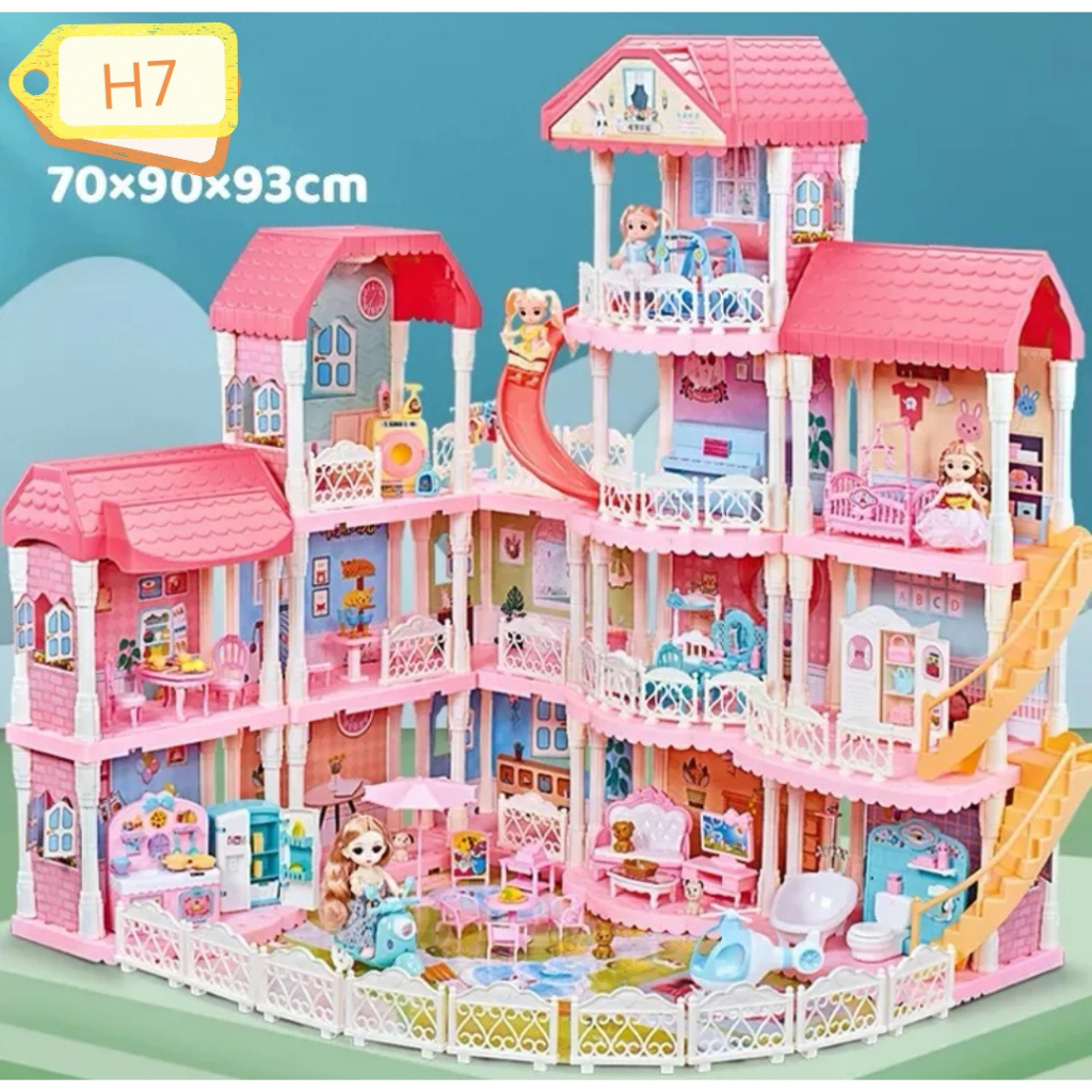 doll house. w/LED light with battery, dolls, accessories. New arrival