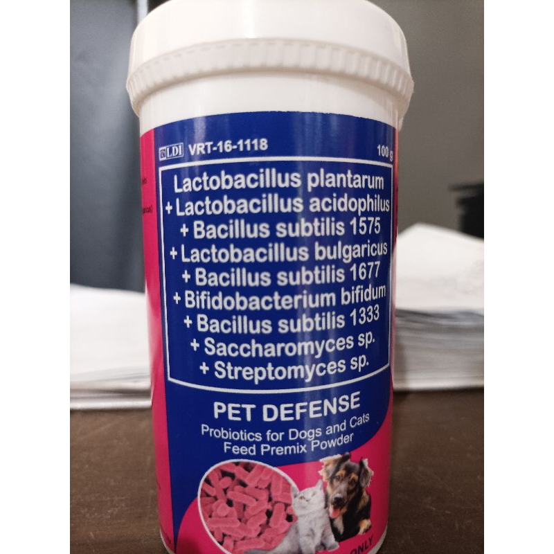 PET DEFENSE Probiotics for Dogs and Cats Feed Premix Powder 100g