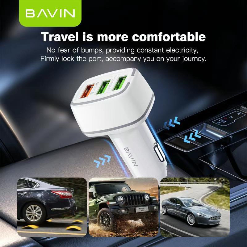 Bavin PC896 Car Charger Adapter 3 USB Ports 18W & 12W Ultra Fast ...