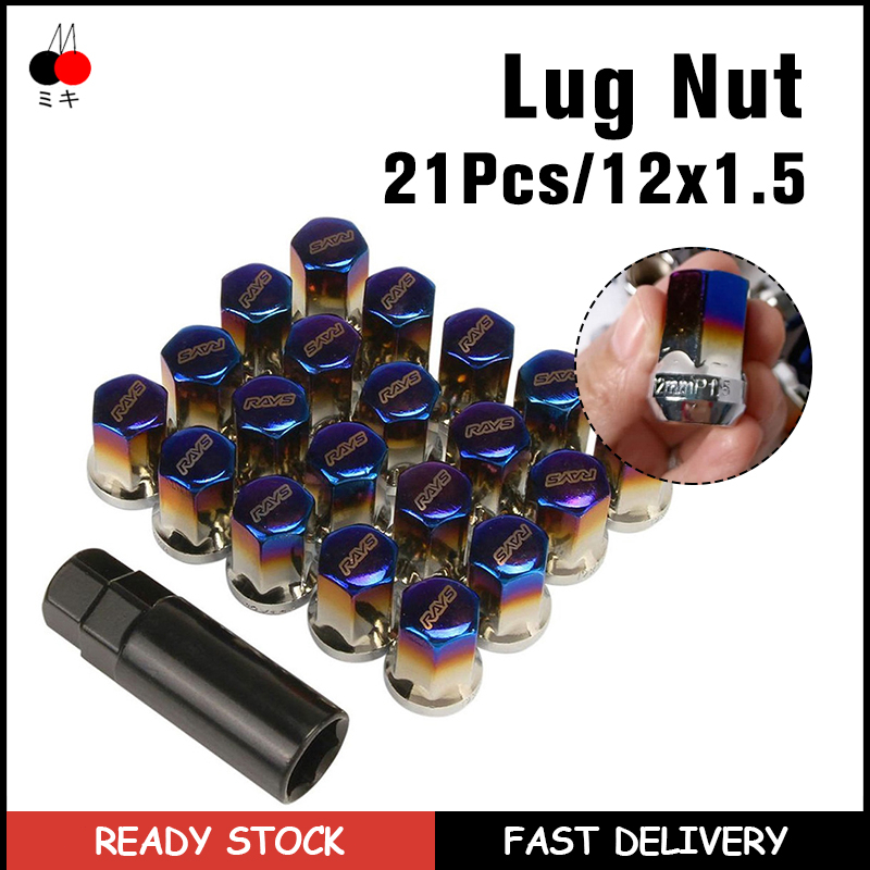 20Pcs Rays Steel Titanium Blue Lug Nuts Extended Universal Car M12x1.5