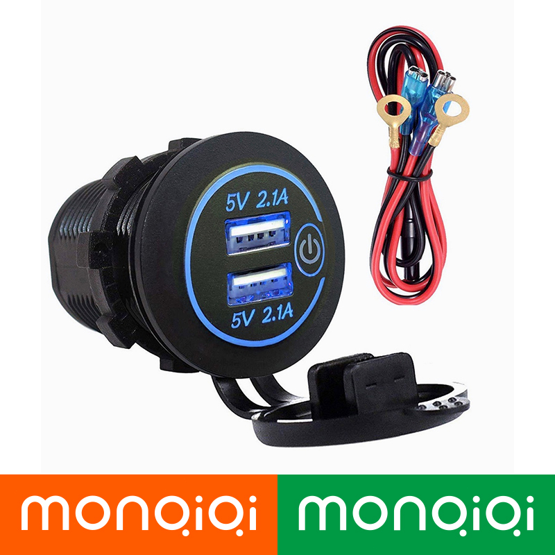 Monqiqi 12/24V 4.2A Dual Usb Fast Charger With Switch Plug Power Socket
