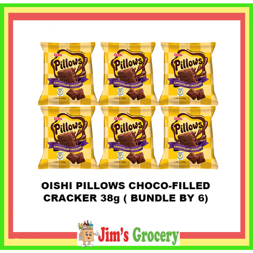 JIMS OISHI PILLOWS CHOCO FILLED CRACKERS SNACKS 38G(BUNDLE BY 6