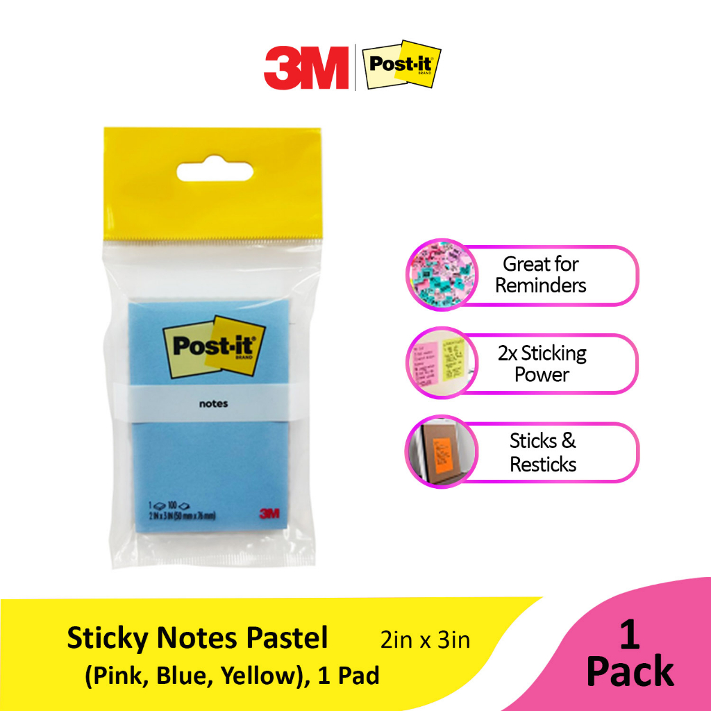 3M Post-it Notes, 2in x 3in 656-AST Pastel [MP656AST] | Shopee Philippines