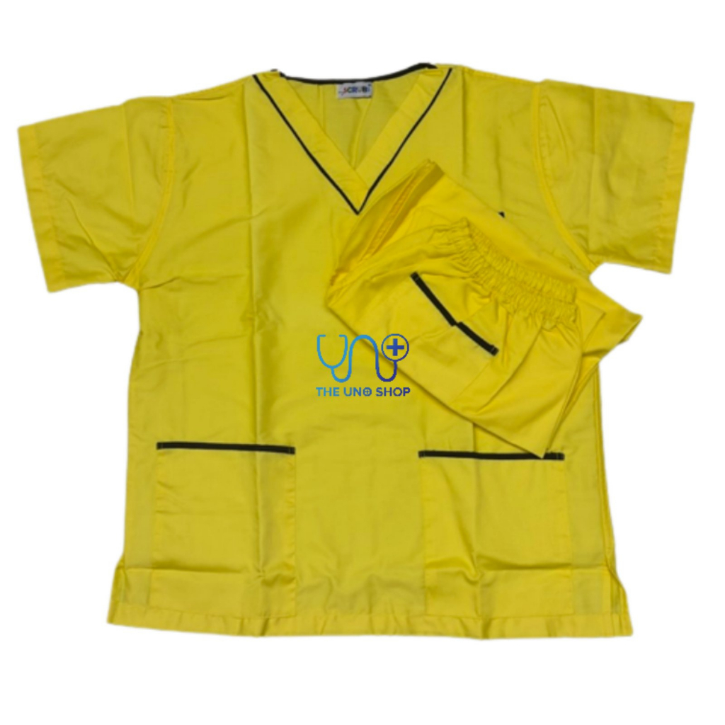 Scrub Suit Lacoste Yellow with Piping My Scrub Shopee Philippines