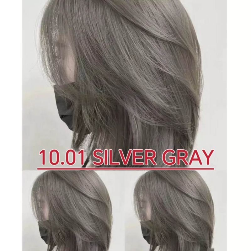 10.01 Silver Gray Hair Color Cream Hair Dye Hair Care 100ml SET with Oxidizer 100ml no box